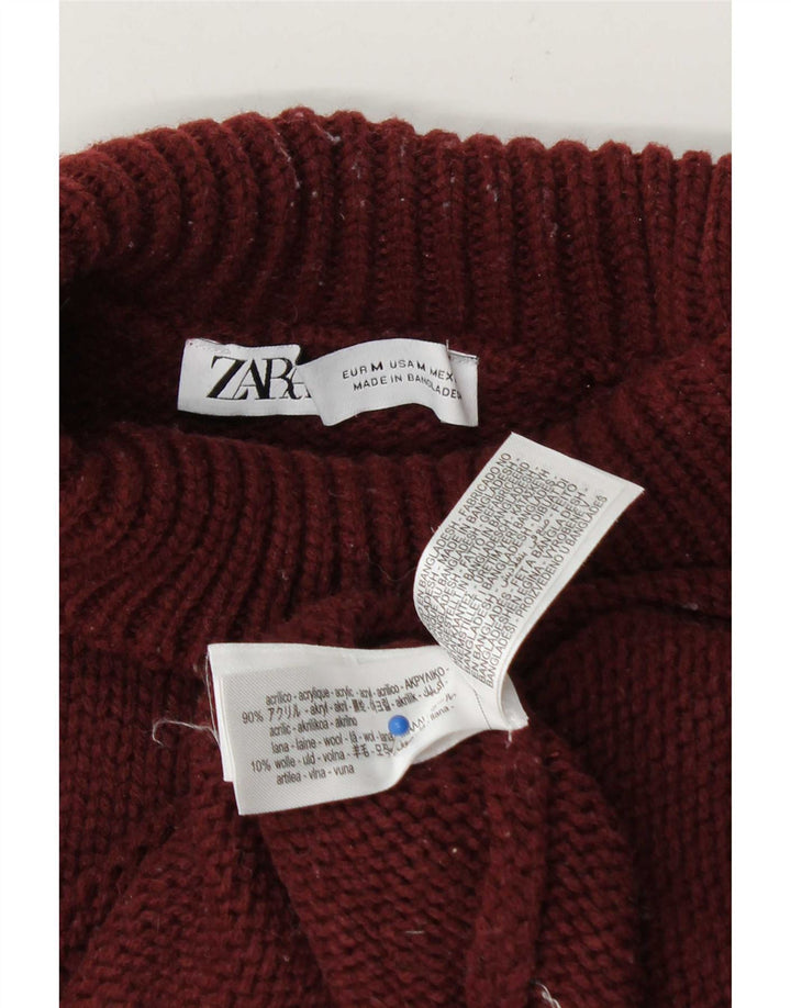Pulover pentru femeie cu gât țestoasă supradimensionat Zara UK 14 Burgundy mediu