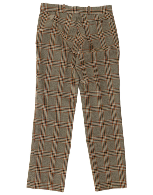 Vintage Mens Straight Casual Trousers W30 L30 Grey Check