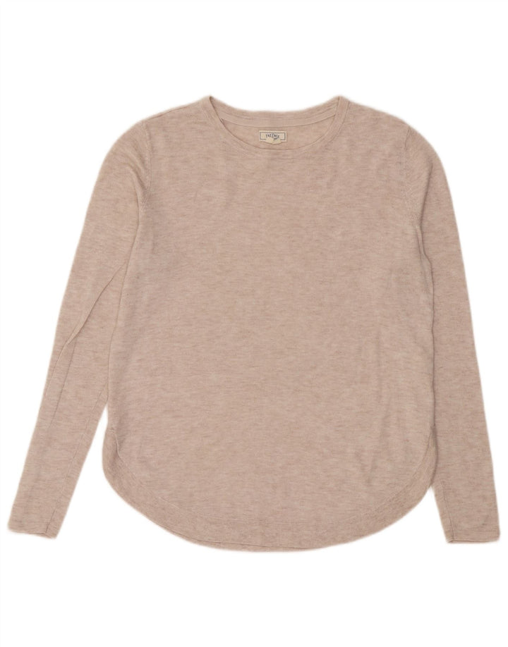 Pulover pentru femei Fat Face cu decolteu triplu UK 12 Medium Bej Poliester