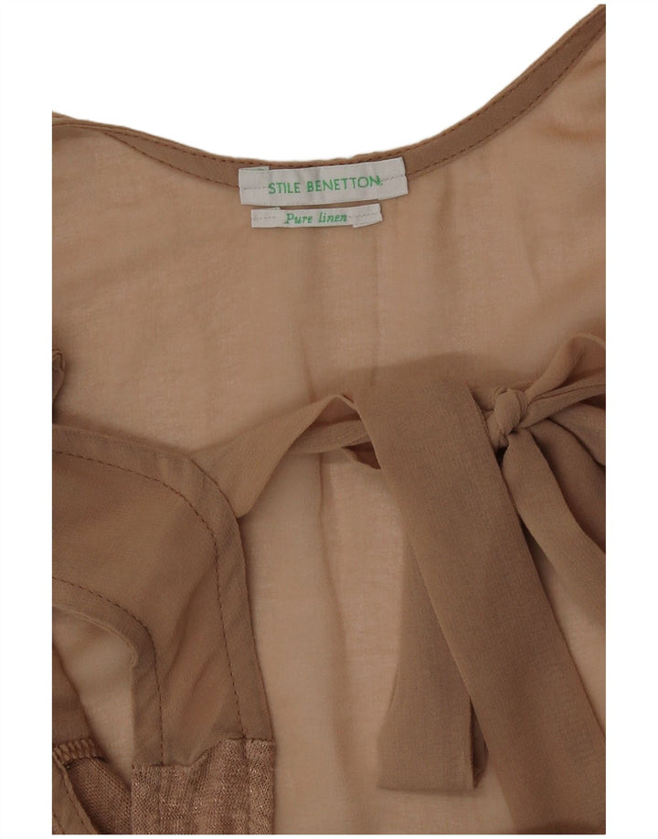 Benetton Femei Vest Top UK 12 Medium Bej In
