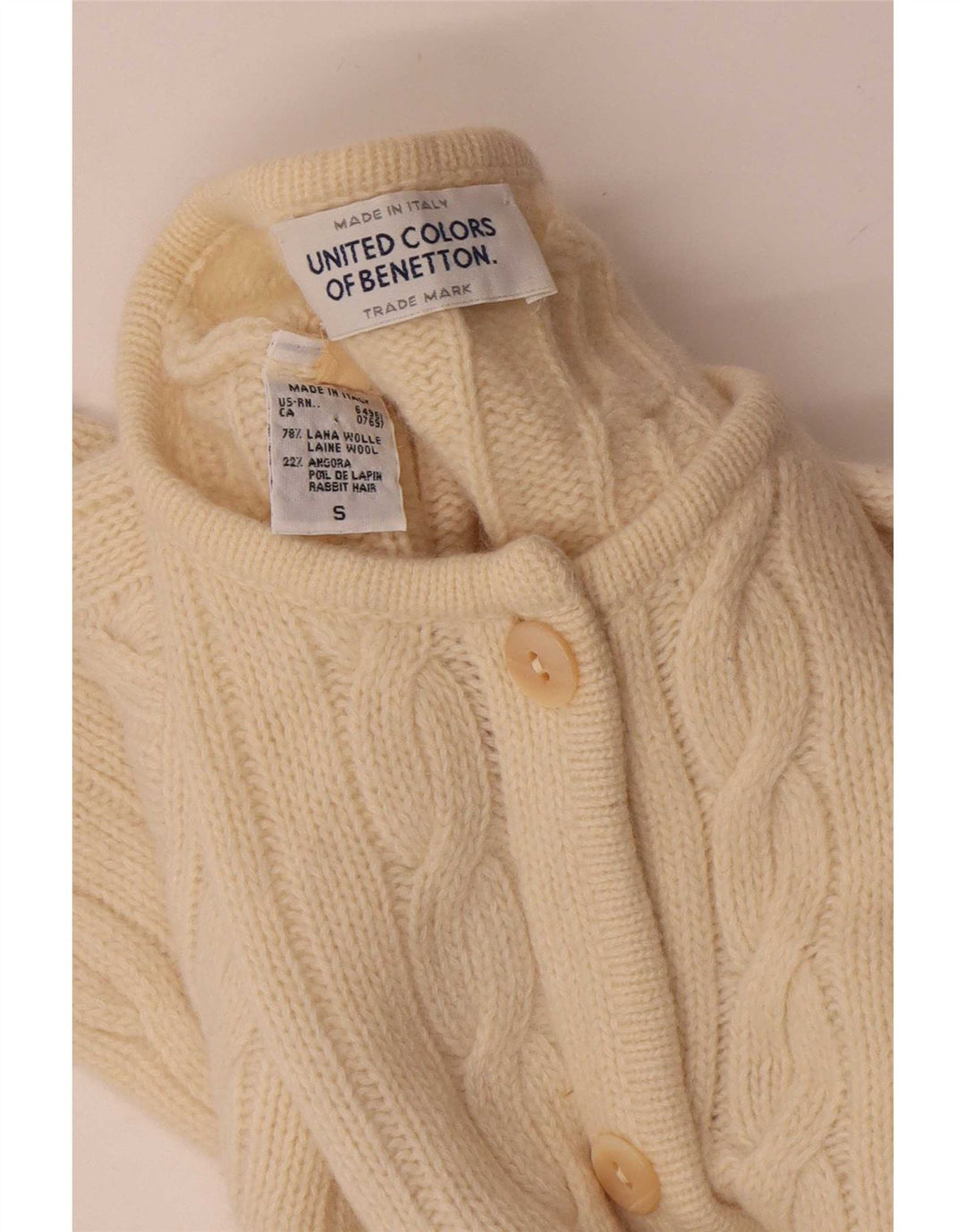 Pulover cardigan supradimensionat pentru femei Benetton UK 10 mic din lână albă