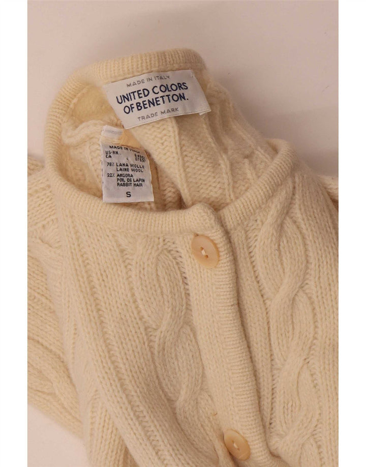 Pulover cardigan supradimensionat pentru femei Benetton UK 10 mic din lână albă