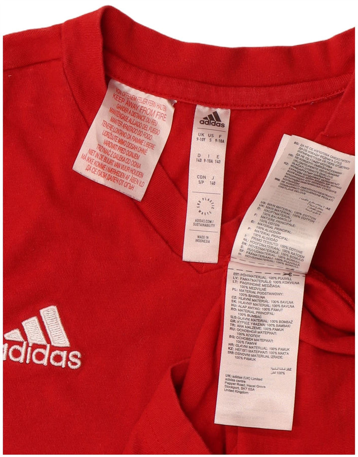 ADIDAS Boys T-Shirt Top 9-10 Years Red Cotton