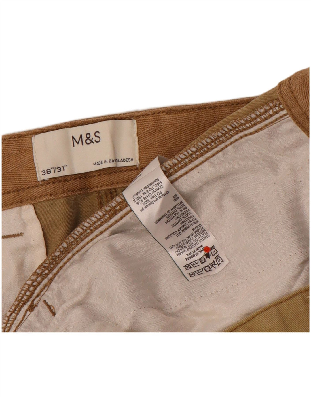 Pantaloni cargo drepti pentru bărbați Marks & Spencer W38 L31 bumbac maro