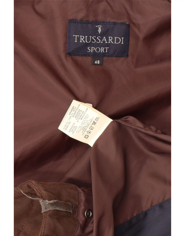 TRUSSARDI Mens Padded Gilet IT 48 Medium Brown Cotton Vintage Trussardi and Second-Hand Trussardi from Messina Hembry 