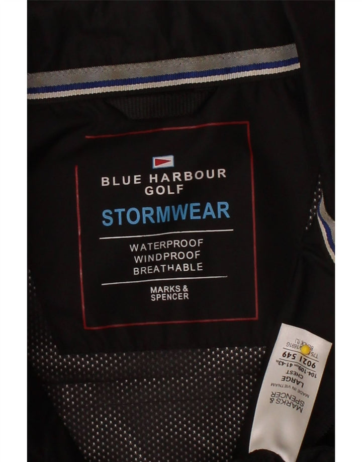 MARKS & SPENCER Mens Blue Harbour Gilet UK 40 Large Black Polyester Vintage Marks & Spencer and Second-Hand Marks & Spencer from Messina Hembry 