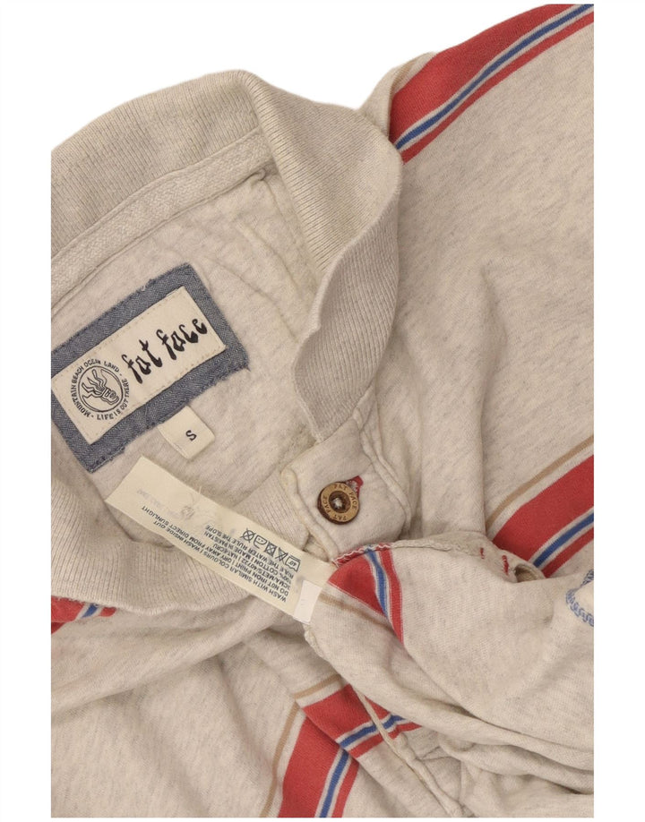 Tricou polo pentru bărbați Fat Face, bumbac cu dungi mici, gri