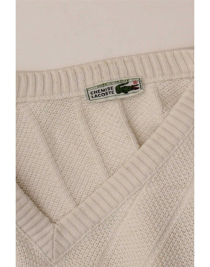 Pulover pentru bărbați Lacoste cu decolteu în V, mărime 6 XL, alb