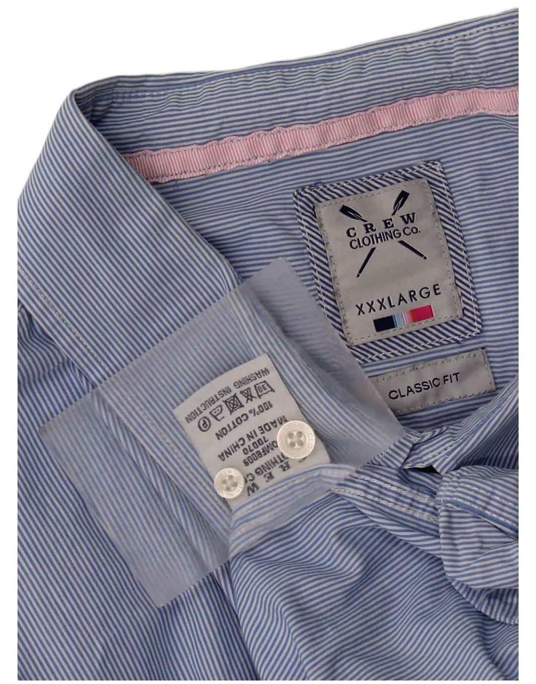 Crew Clothing Cămașă clasică pentru bărbați 3XL, bumbac cu dungi albastre