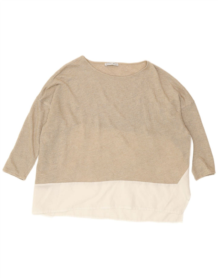 Bluză supradimensionată pentru femei Zara UK 10 Small Gold Colorblock