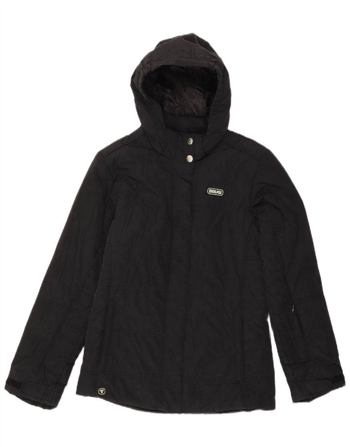 Jachetă căptușită cu glugă pentru fete BRUGI 12-13 ani, neagră