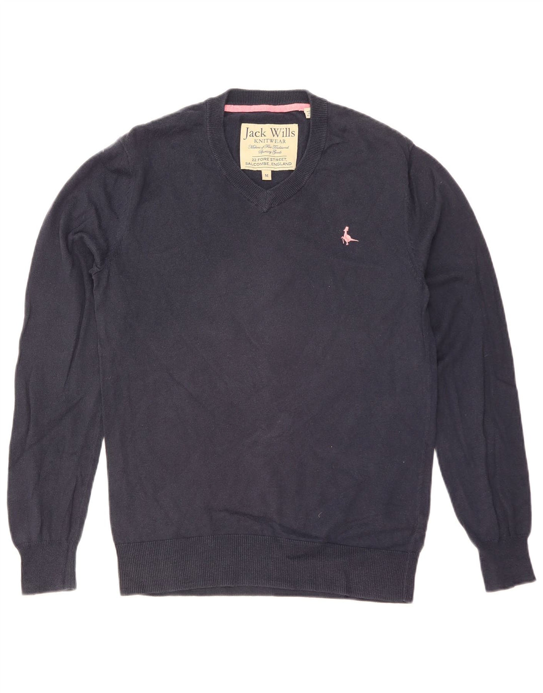 JACK WILLS Pulover cu decolteu în V pentru bărbați, bumbac mediu albastru bleumarin