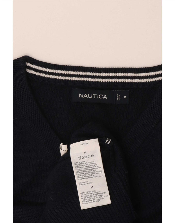 Pulover Nautica pentru bărbați, cu decolteu în V, bumbac mediu albastru bleumarin