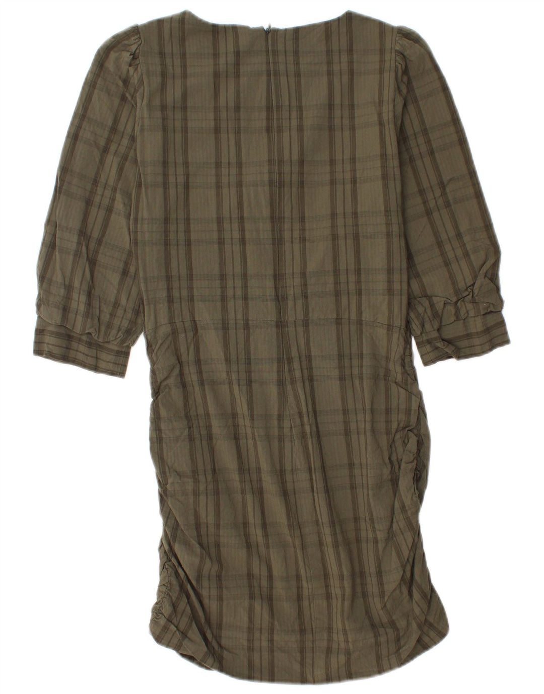Rochie rotativă pentru femei Zara, cu mâneci 3/4 UK 12 Medium Khaki Check Viscose