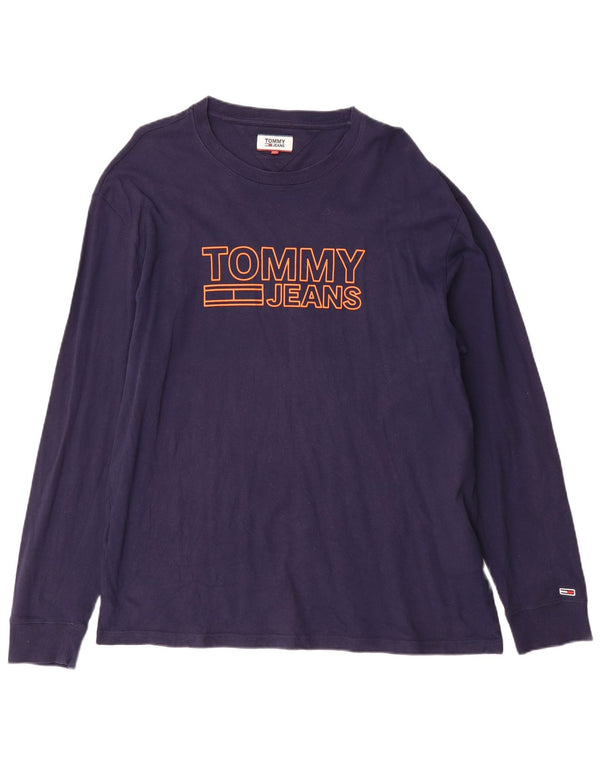 Top grafic pentru bărbați Tommy Hilfiger cu mânecă lungă 2XL, bumbac bleumarin