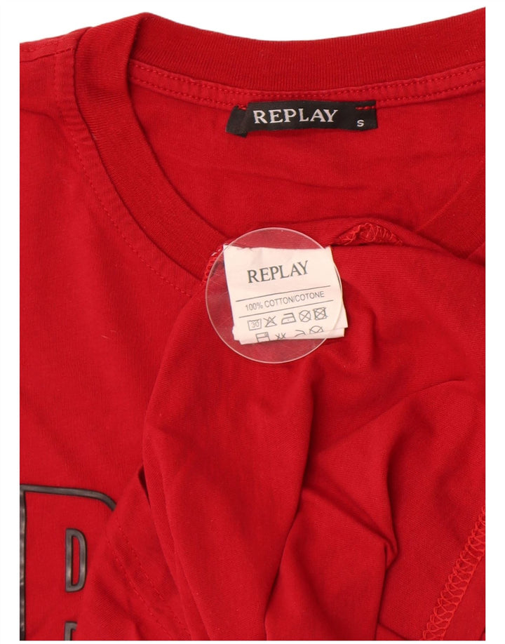 Tricou grafic pentru bărbați Replay Top mic, roșu, bumbac