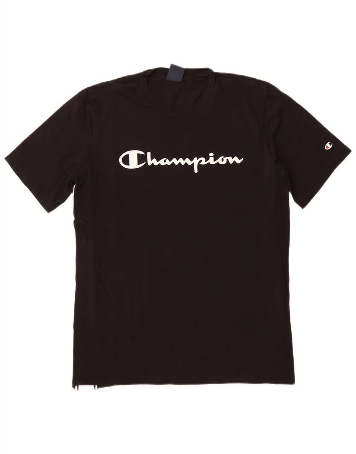 Tricou grafic pentru bărbați CHAMPION Top mare din bumbac color bloc negru