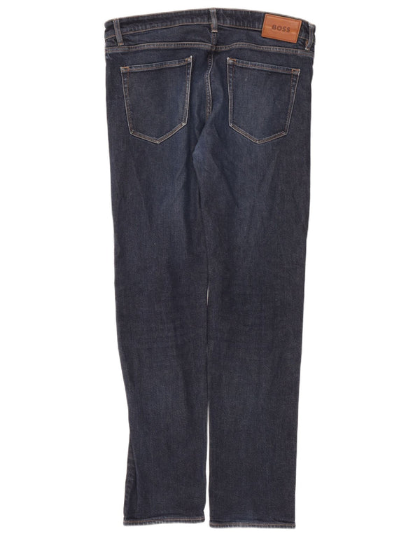 Blugi drepti pentru bărbați Hugo Boss L36 L34 Bumbac bleumarin