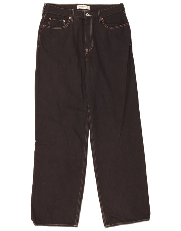 Blugi largi Abercrombie & Fitch pentru femei cu talie mare US 10 mare W30 L32 negri