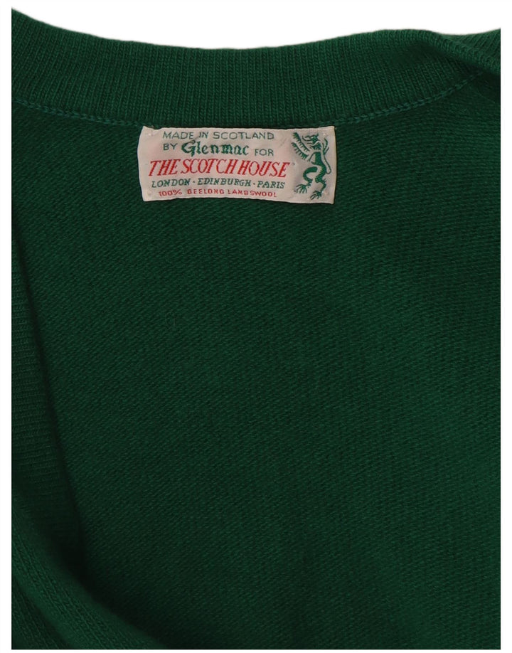 Pulover cardigan pentru femei Glenmac UK 16 Lână de miel verde mare
