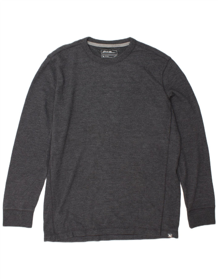 EDDIE BAUER Top pentru bărbați cu mânecă lungă, mare, gri bumbac