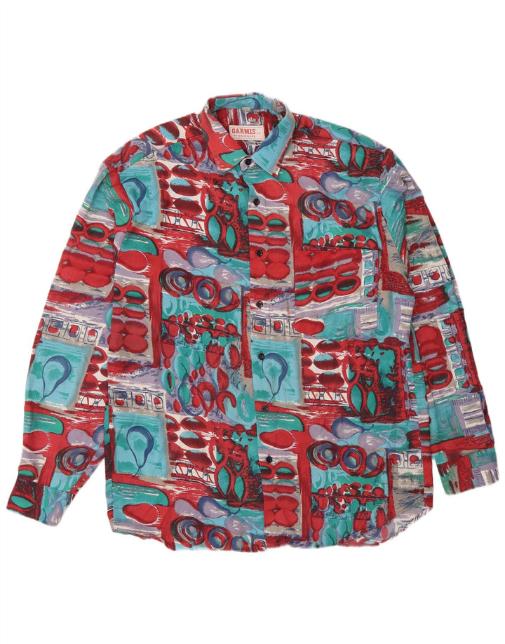 Cămașă Vintage pentru bărbați cu model abstract, mică, multicoloră