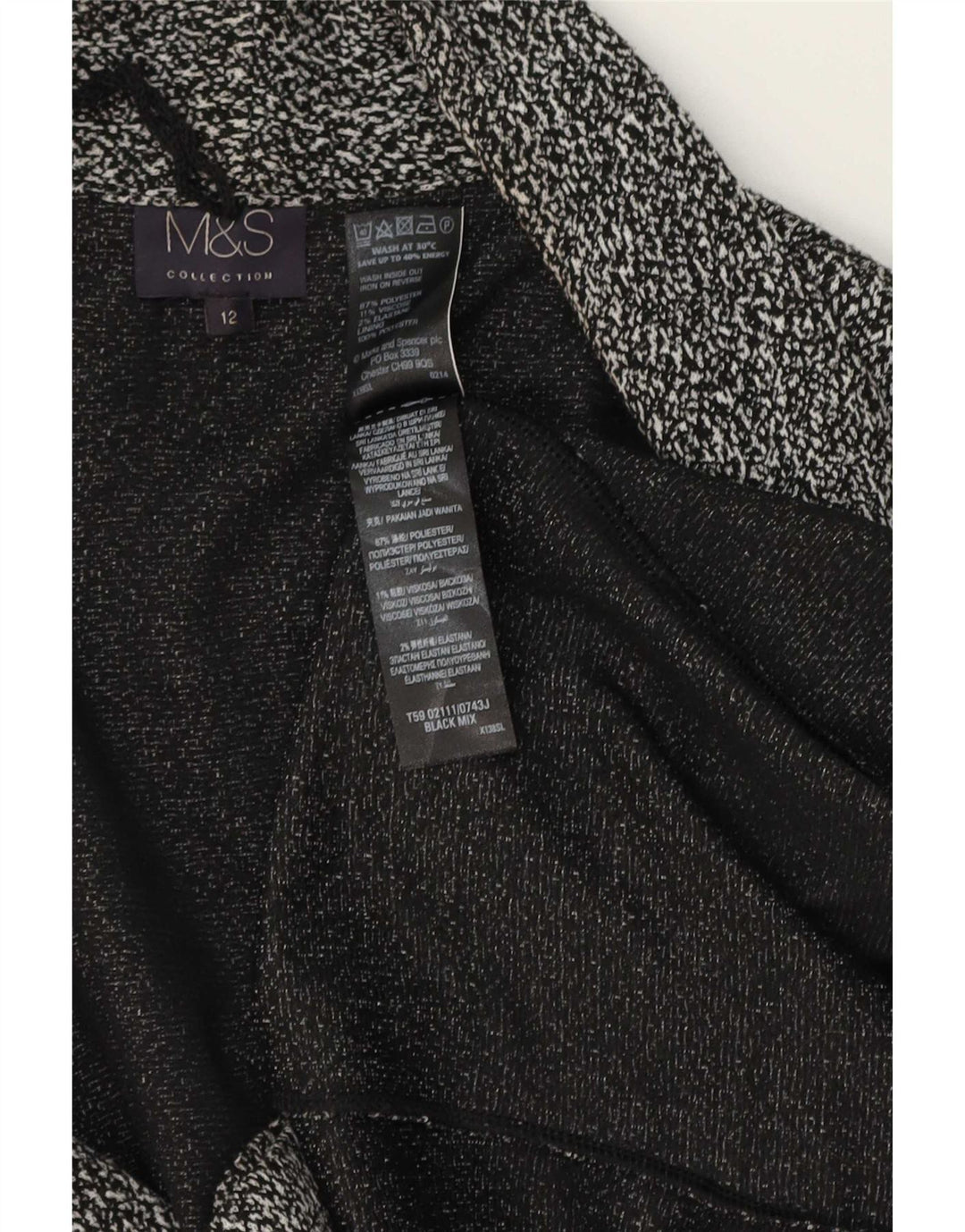 Jachetă pentru femei Marks & Spencer tricot deschisă pentru femei UK 12 Medium Black Flecked