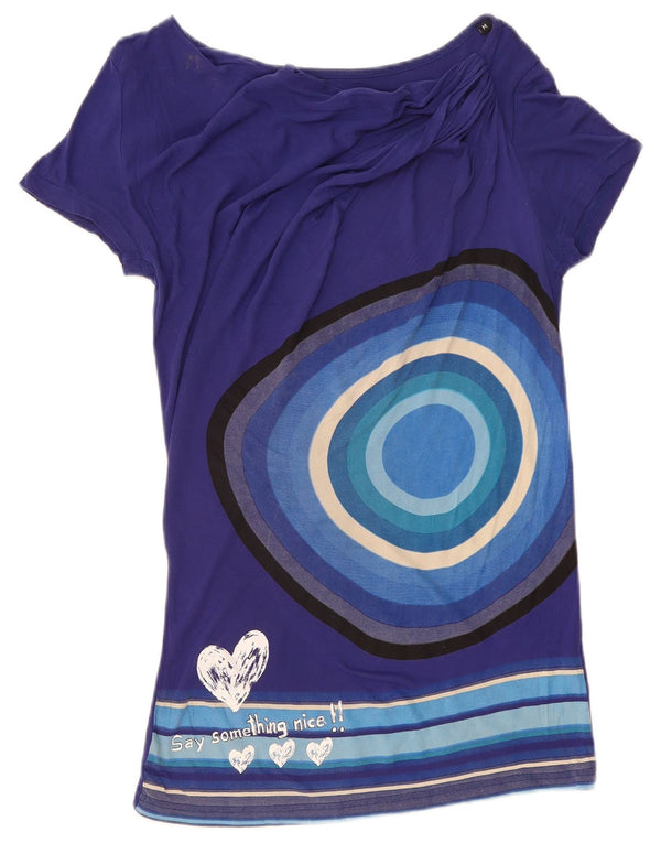 Tricou grafic Desigual pentru femei Top UK 14 Medium Purple Geometric Viscose