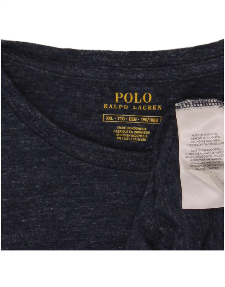 Bluză pentru bărbați Ralph Lauren cu mânecă lungă 2XL, albastru marin, bumbac cu pete