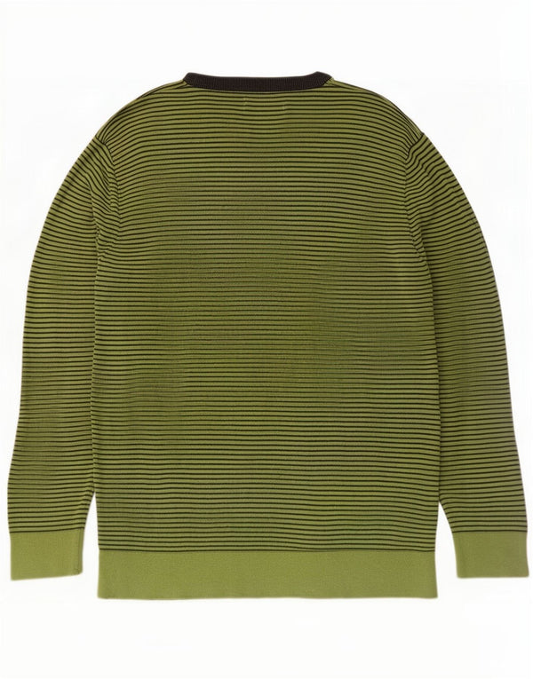 Pulover pentru bărbați Pierre Cardin, cu gât de barcă, din bumbac cu dungi mari, verde