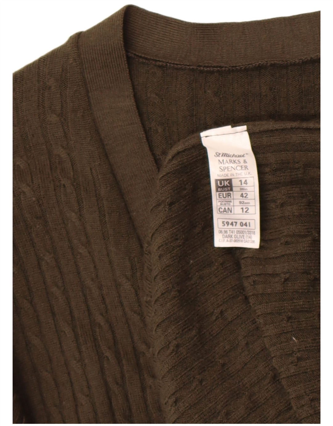 Marks & Spencer Pulover Cardigan St. Michael pentru femei UK 14 Large Khaki