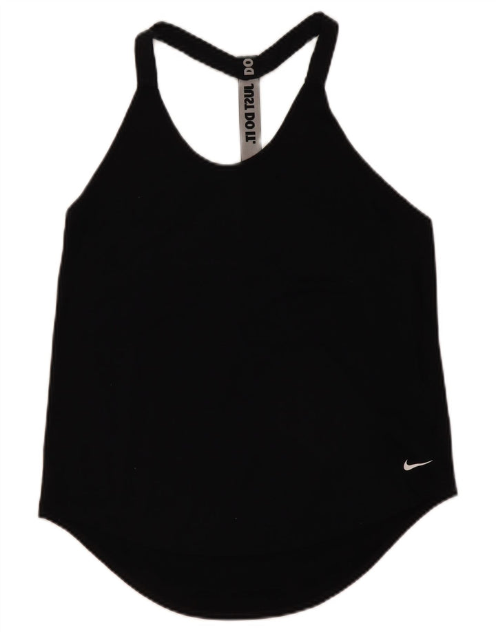 Top cu vestă grafică Nike Dri Fit pentru femei UK 12 Poliester mediu negru