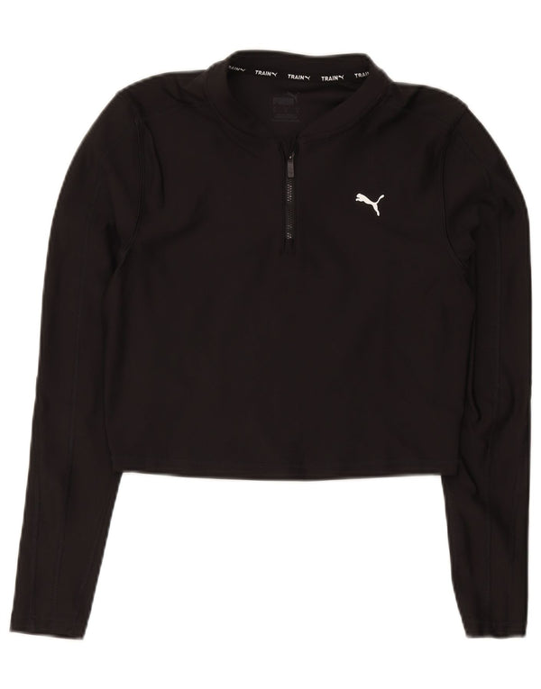 Top de trening Puma pentru femei Crop Zip Neck Pullover UK 12 Medium Black