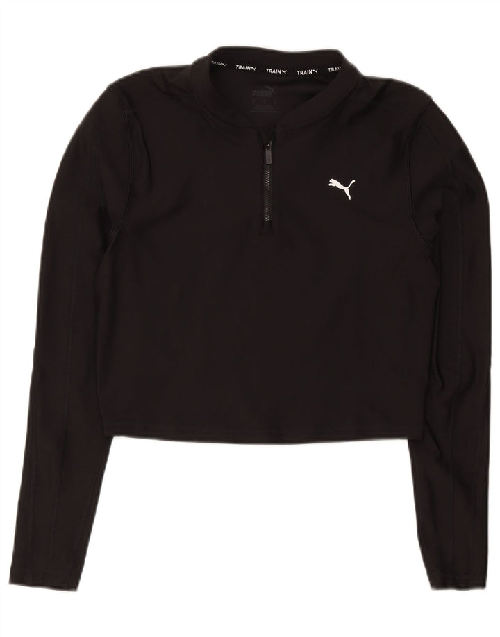 Top de trening Puma pentru femei Crop Zip Neck Pullover UK 12 Medium Black