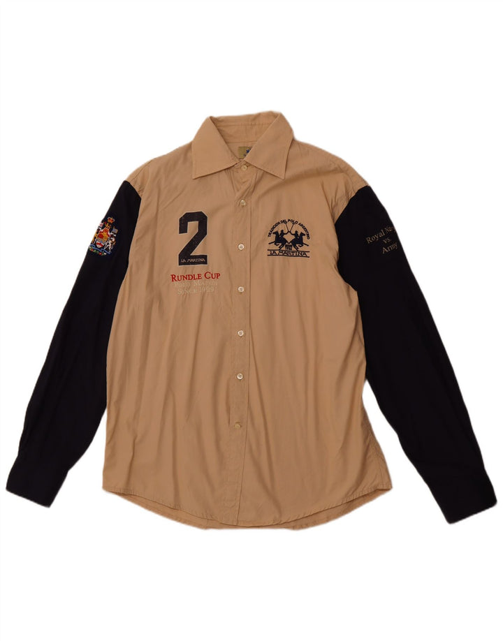 Cămașă cu grafică pentru bărbați LA MARTINA Royal Navy XL, bumbac color-bloch, bej