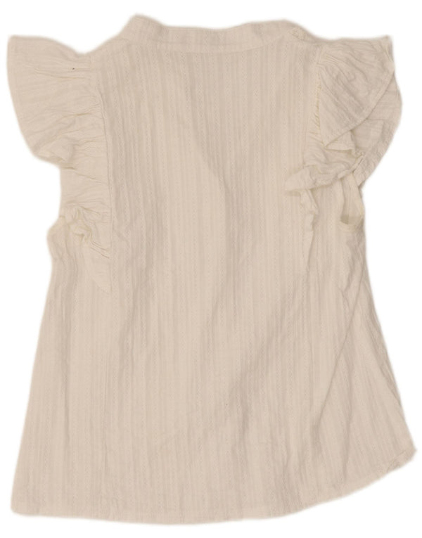Vintage Bluză cu mânecă scurtă pentru femei UK 10 Small White