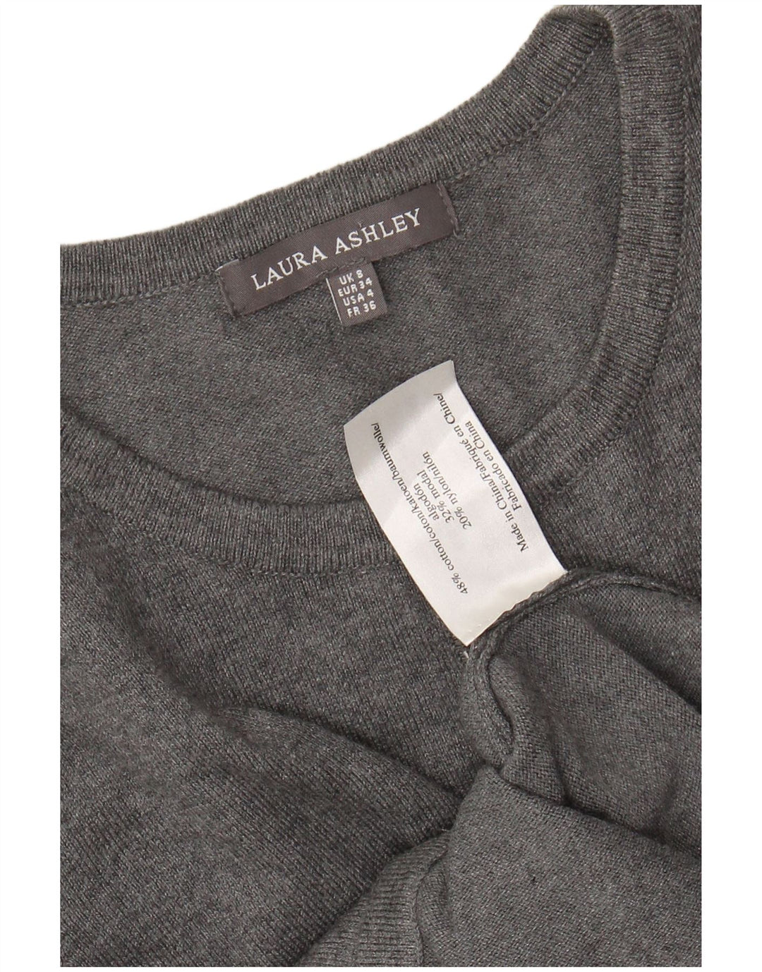 LAURA ASHLEY Pulover cardigan pentru femei UK 8 mic bumbac gri