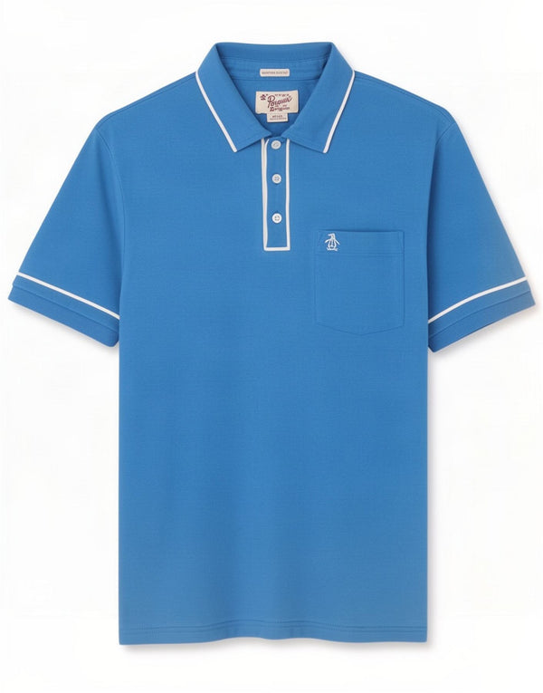 Penguin Mens Heritage Slim Fit Polo Shirt Medium Blue