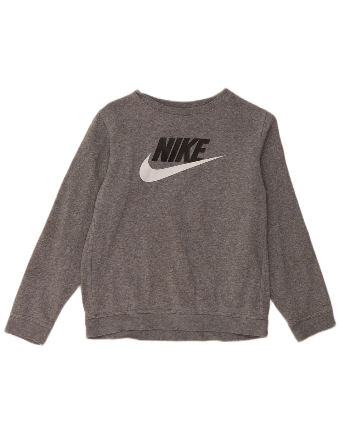 NIKE Boys Graphic Sweatshirt Jumper 12-13 Years Large Grey Cotton