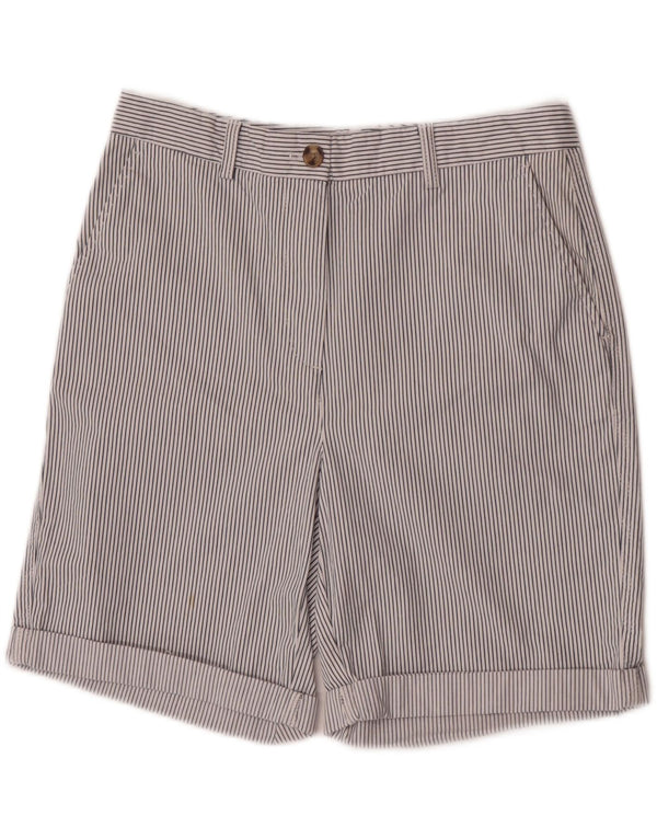 Pantaloni scurti chino pentru femei Marks & Spencer UK 10 Small W28 White Pinstripe Bumbac