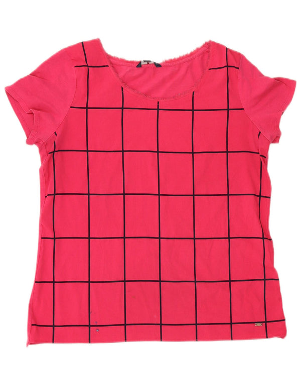 Tricou grafic Tommy Hilfiger pentru femei Top UK 14 Large Pink Geometric