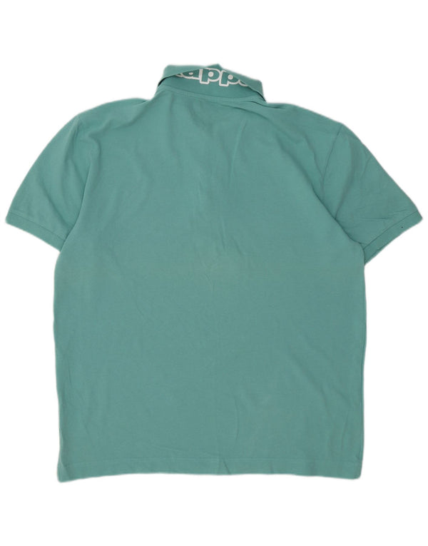 Kappa Mens Graphic Polo Shirt 2XL Turquoise Cotton