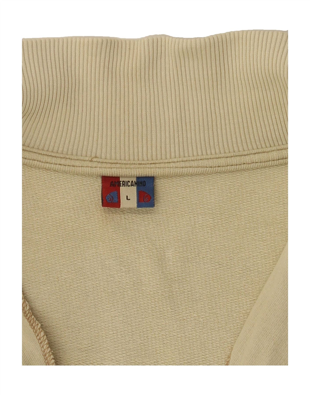 AMERICANINO Mens Graphic Tracksuit Top Jacket Large Beige Cotton Vintage Americanino and Second-Hand Americanino from Messina Hembry 