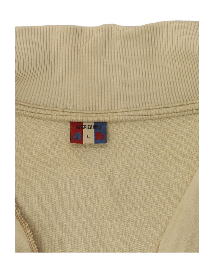 AMERICANINO Mens Graphic Tracksuit Top Jacket Large Beige Cotton Vintage Americanino and Second-Hand Americanino from Messina Hembry 