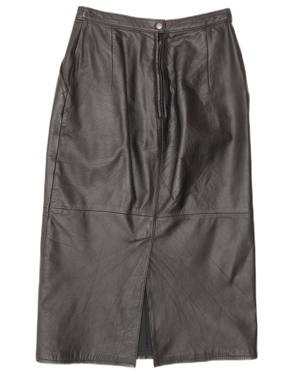 Fusta de piele pentru femei VINTAGE UK 10 Small W26 Piele neagră