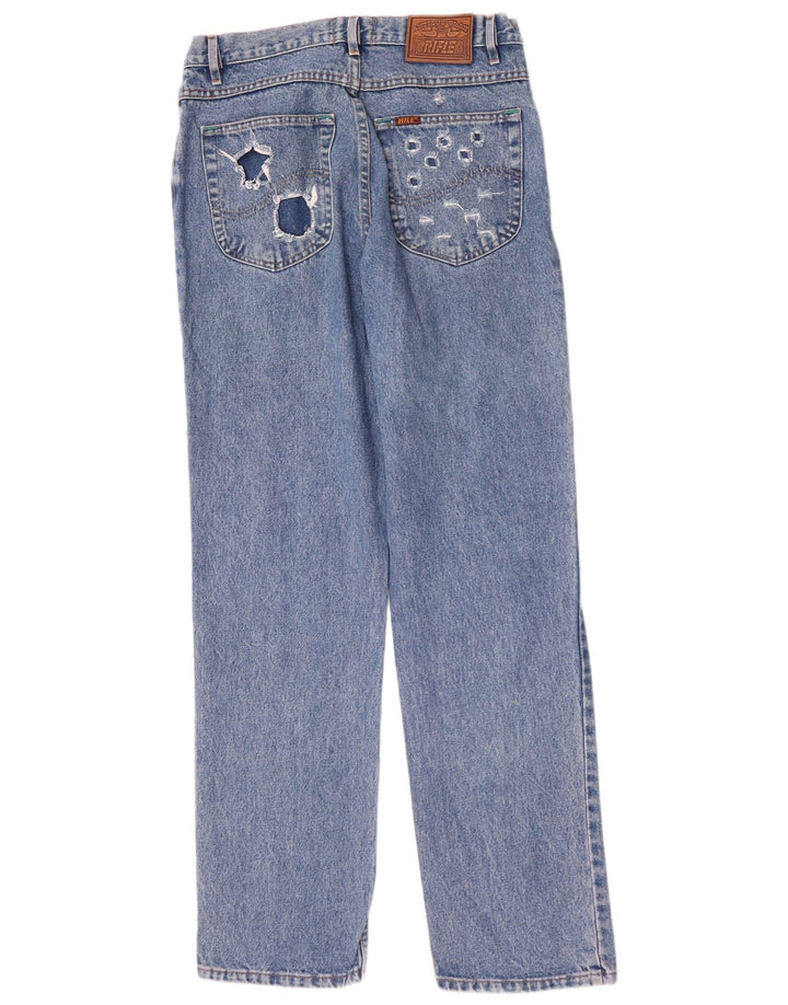 Rifle Blugi Distressed Straight pentru bărbați W33 L33 Bumbac albastru