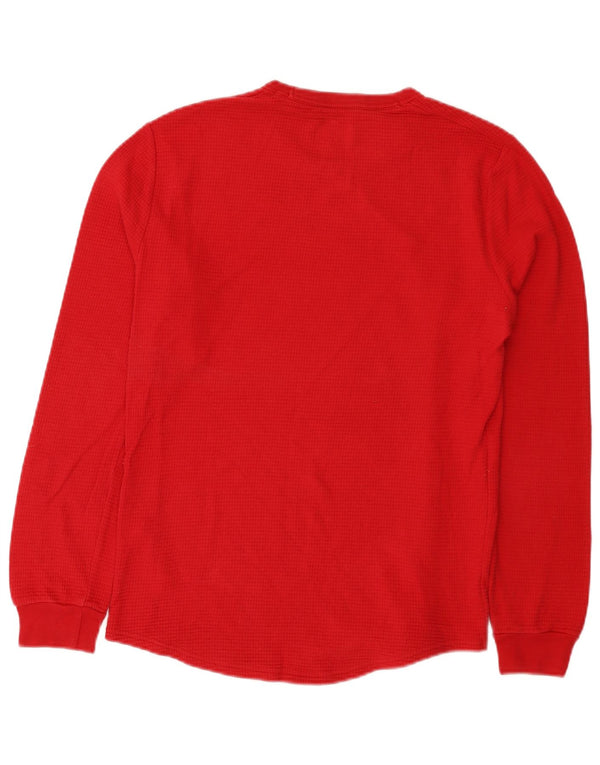 Hollister Mens Regular Graphic Top cu mânecă lungă din bumbac roșu mic