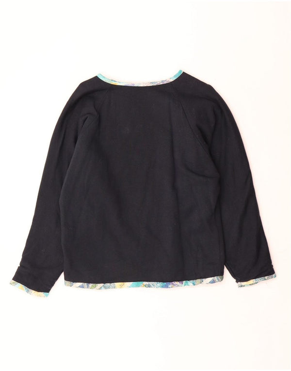 Top reversibil vintage pentru femei cu mânecă lungă UK 16 mare bumbac bleumarin