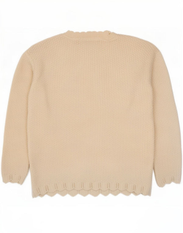 Pulover vintage pentru femei cu decolteu triplu UK 16 Large White