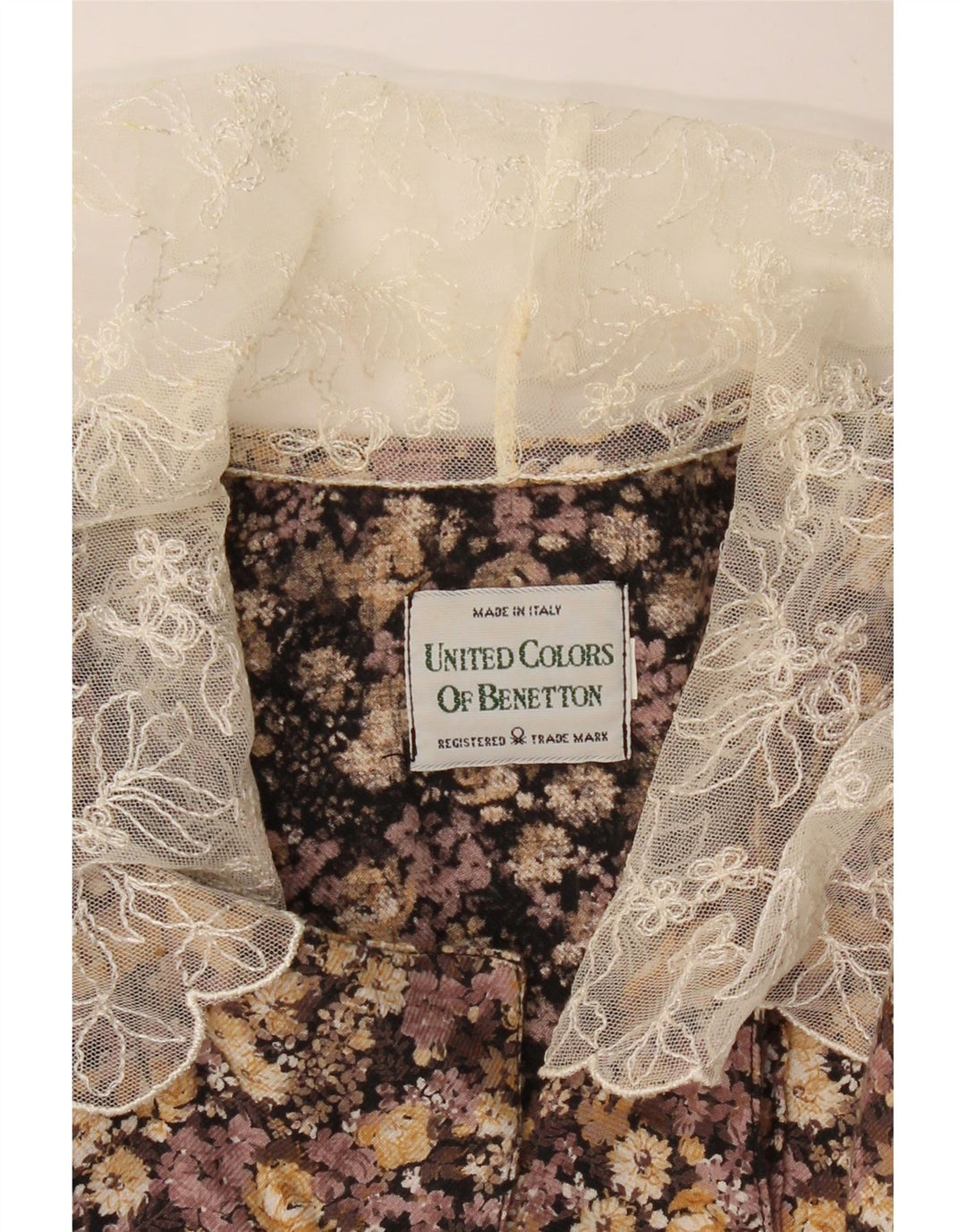 Bluză cămașă pentru femei BENETTON UK 12 Maro Mediu Floral